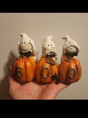 Halloween Hear No,speak No,see No Evil Ghost Pumpkins